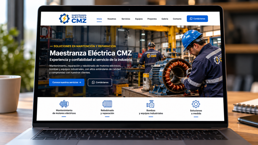 Sitio web de Maestranza Eléctrica CMZ desarrollado por Consultora Techno Sapiens